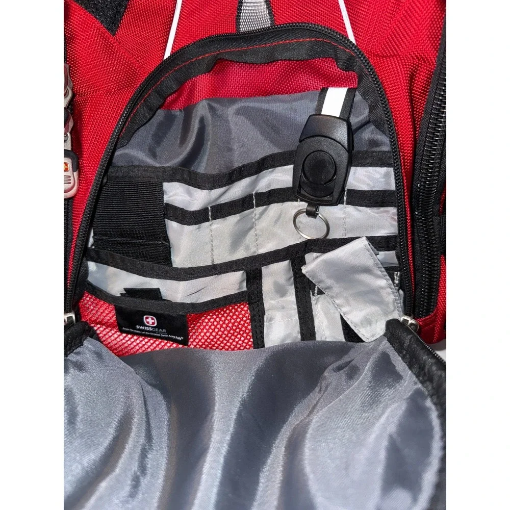Swissgear Men's Backpack Black Red Multifunction Airflow Media Pocket Laptop Bag - Picture 7 of 10